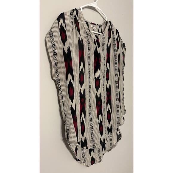 Women’s Tribal Print Short Sleeve Top Size L Boho Geometric Blouse Casual Shirt - Picture 3 of 5